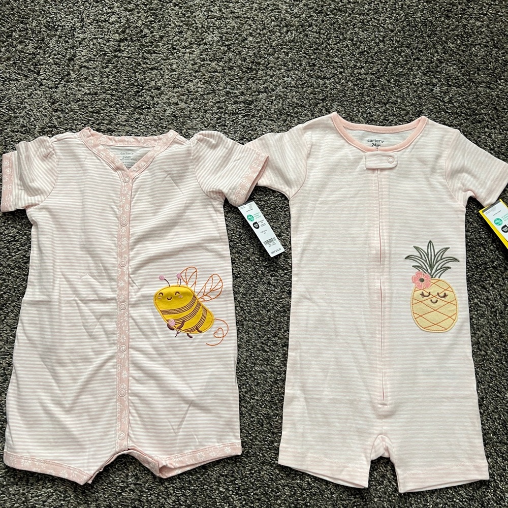 Carter's Pink Bodysuit Set with Cute Designs